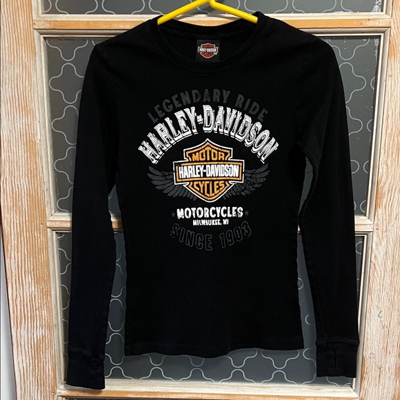 Harley-Davidson Black and Orange Graphic Tee - Picture 1 of 3